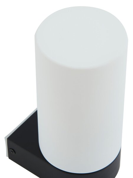 Lucande Aplică de perete Basolo, negru, înălțime 17,2 cm, sticlă, reglabil, Alb, Baie, Modern