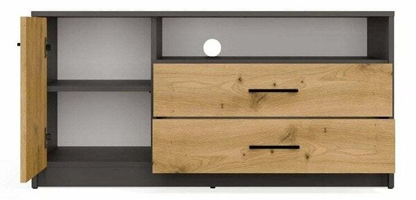 Comodă TV Mandeville 340Antracit, Stejar artizan, 11x5x5cm