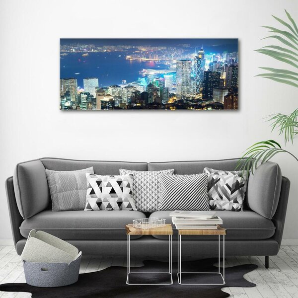 Fotografie imprimată pe sticlă Hong Kong pe timp de noapte