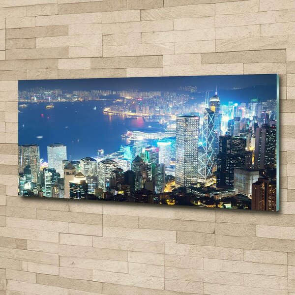 Fotografie imprimată pe sticlă Hong Kong pe timp de noapte