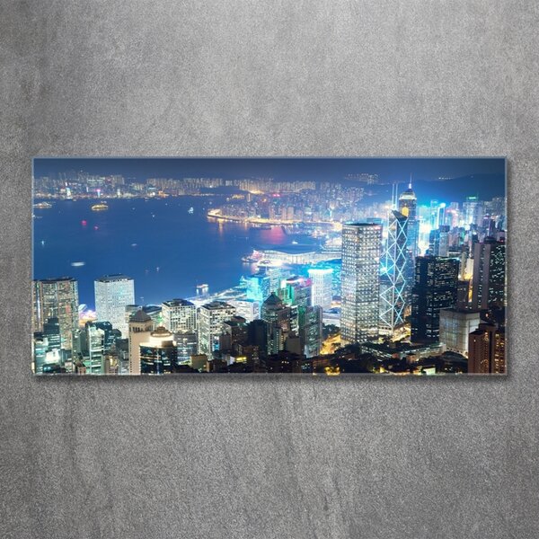 Fotografie imprimată pe sticlă Hong Kong pe timp de noapte
