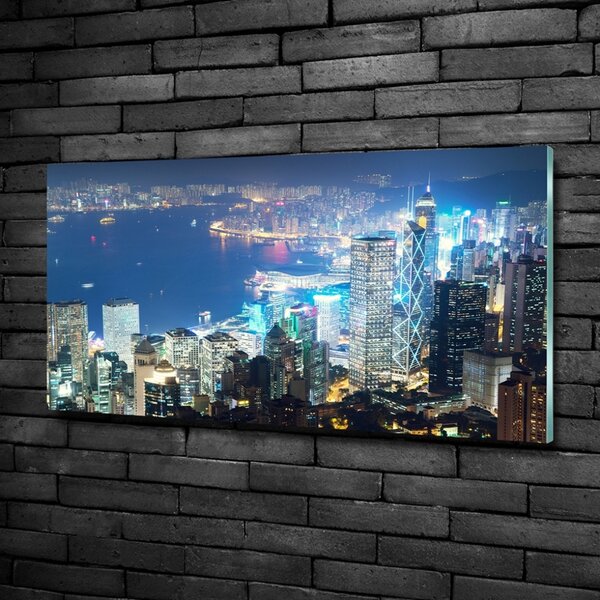 Fotografie imprimată pe sticlă Hong Kong pe timp de noapte
