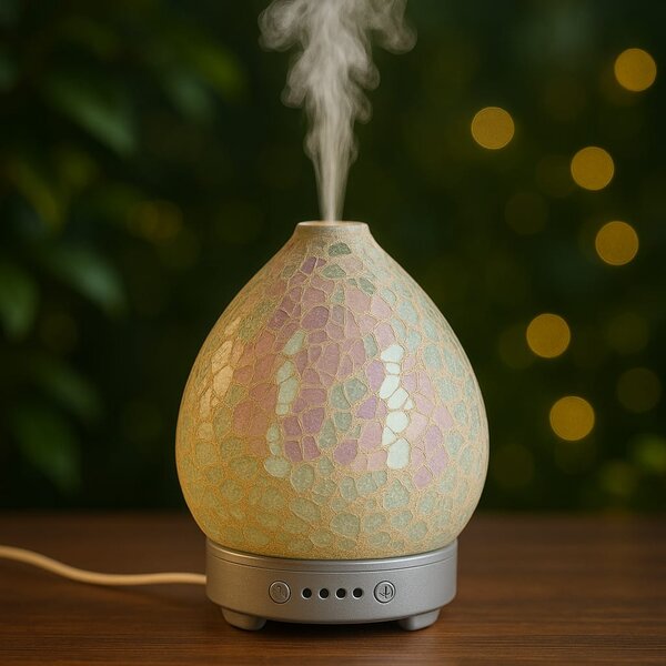 Lampa de masa cu difuzor aromaterapie Mozaic Bianco h 16 cm