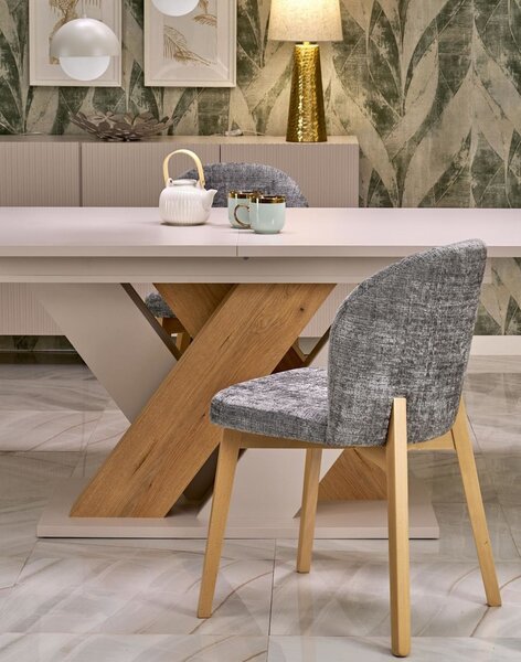 Scaun de dining Basso gri/stejar natural