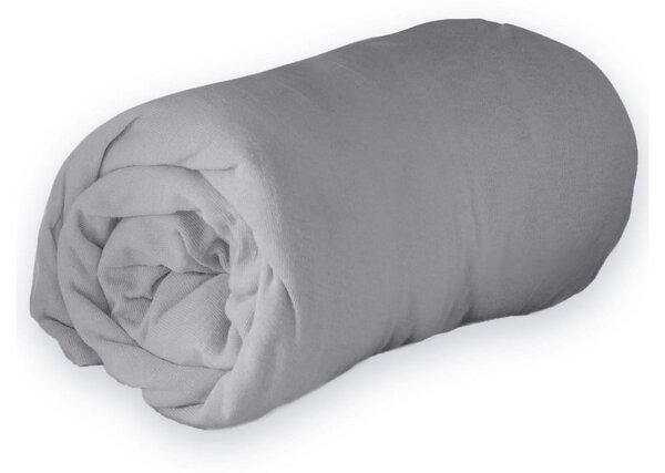 Cearceaf gri deschis din jerseu cu elastic 90x190 cm Jersy – douceur d'intérieur