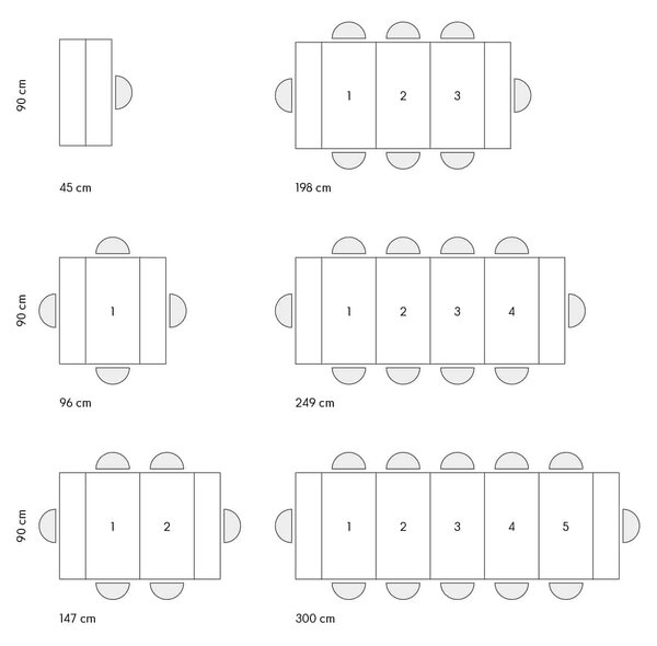 Consola extensibila tip masa ADELLE - GRI CIMENT - 300 cm/90 cm /76 cm - 12