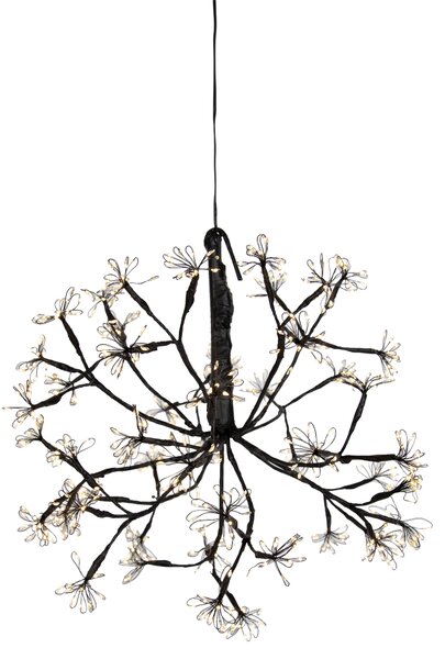 Lumină suspendată sferică de Crăciun neagră 40cm incl. LED cu temporizator IP44 - Nobu