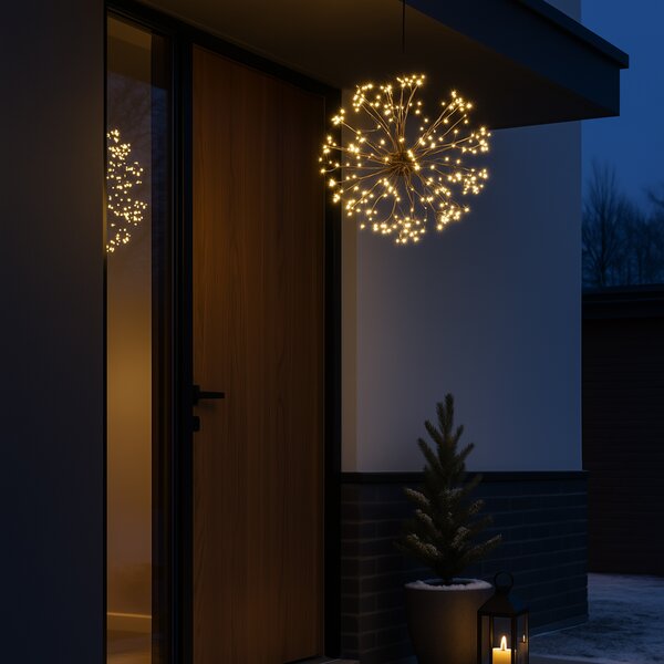Lumină suspendată sferică de Crăciun neagră 40cm incl. LED cu temporizator IP44 - Nobu
