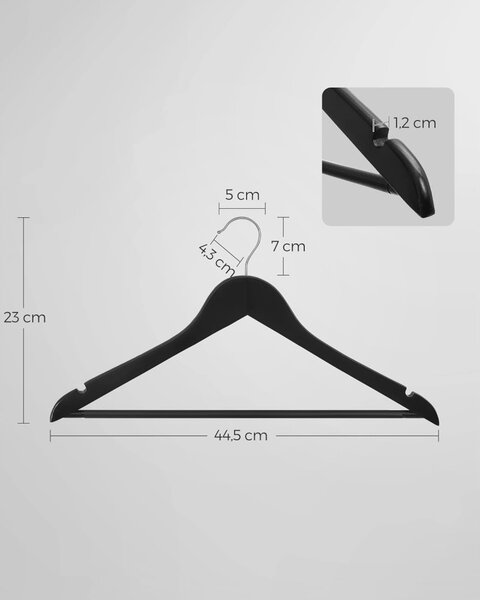 Set de umerase 20 buc, cu suport pantaloni, suprafață antiderapantă neagră