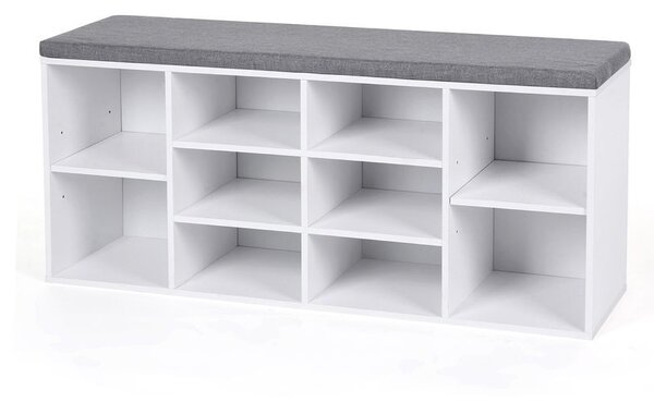 Banchetă depozitare pantofi cu două niveluri de depozitare, alb 104x30x48cm