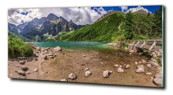 Fotografie imprimată pe sticlă Lacul în munți
