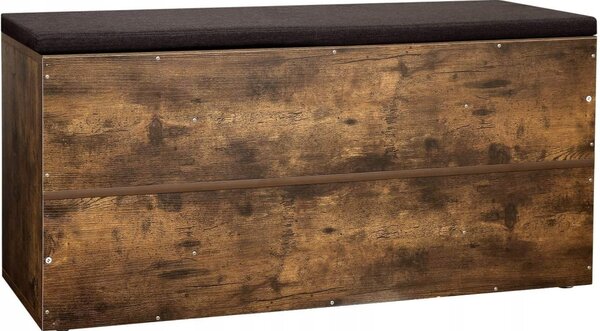 Banchetă depozitare pantofi cu șezut căptușit, maro rustic 104x30x48cm