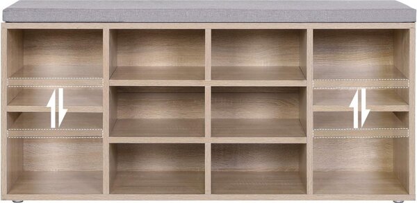 Banchetă depozitare pantofi cu 10 compartimente, natural 104x30x48cm