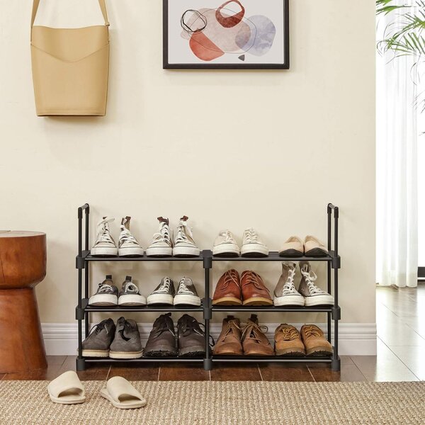 Set rafturi pentru pantofi, 6 niveluri, 45x30x106cm, negru