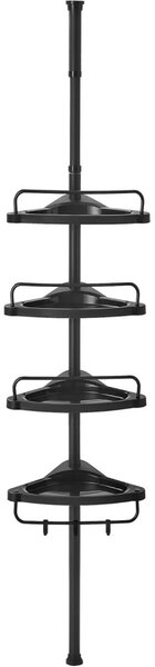 Raft colț baie reglabil, negru 85-305cm