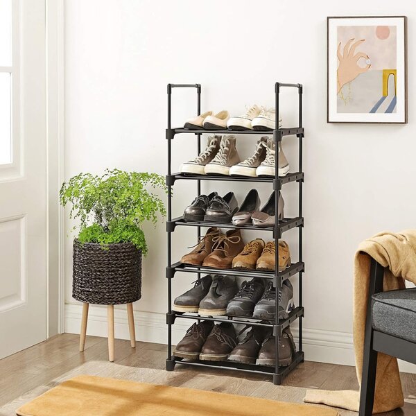 Set rafturi pentru pantofi, 6 niveluri, 45x30x106cm, negru