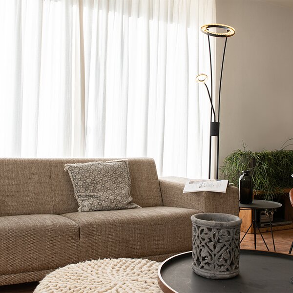Lampă de podea modernă neagră cu LED și braț de citit - Divine