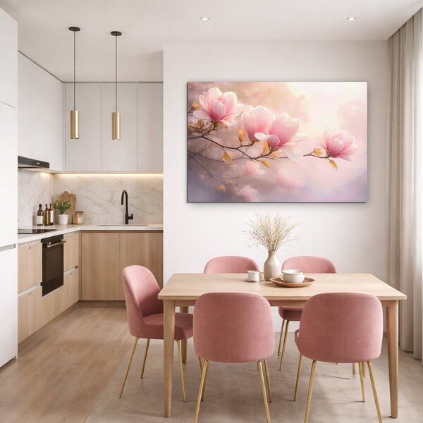 DUBLEZ | Tablou romantic de perete cu magnolii | Imprimare UV premium