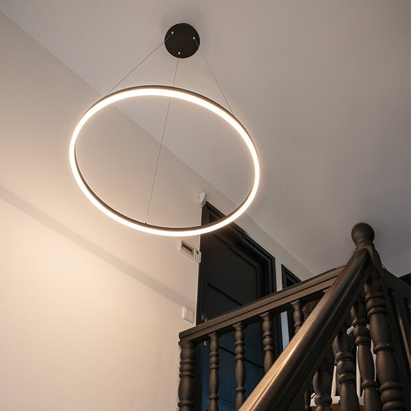 Lampă suspendată de design neagră 80 cm, incluzând LED cu 3 trepte de intensitate luminoasă - Anello
