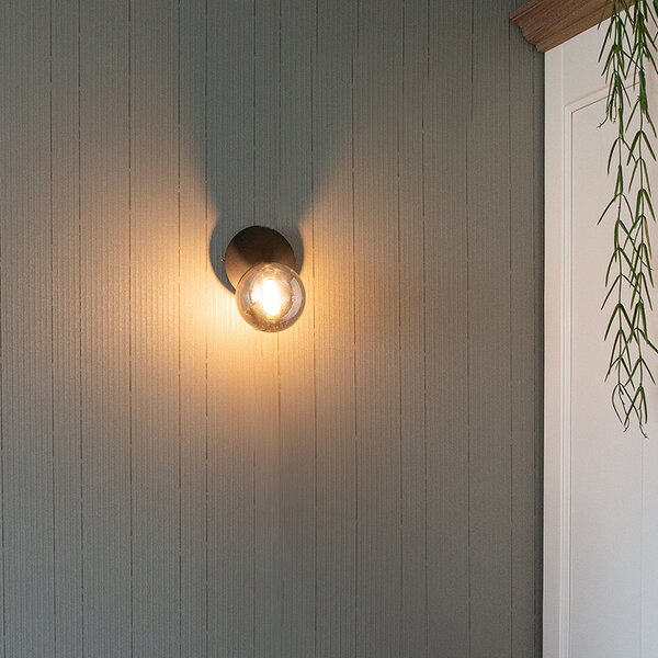 Spotlight rustic reglabil negru cu sticlă fumurie - Atena