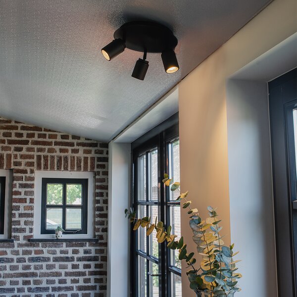 Spotlight modern pentru baie negru cu 3 lumini IP44 - Ducha