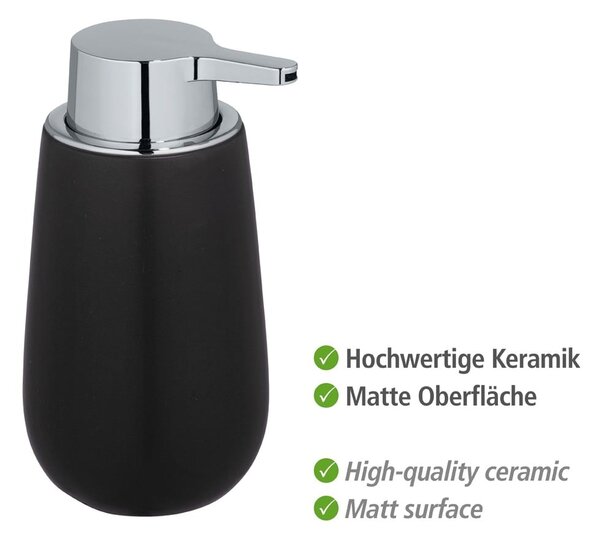Dozator din ceramică pentru săpun Wenko Badi, negru