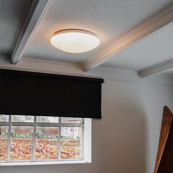 Plafoniera albă 33 cm inclusiv LED și dimmer cu telecomandă - Iene