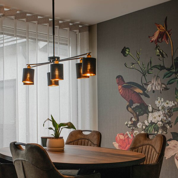 Lampă modernă suspendată neagră reglabilă cu 6 lumini - Lofty