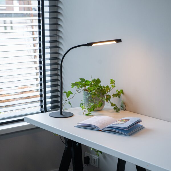 Lampă de masă de design neagră, cu LED inclus, cu dimmer tactil - Palka
