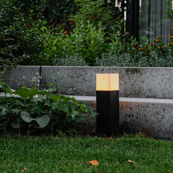 Lampă de exterior cu picior negru cu opalin alb 30 cm - Denmark