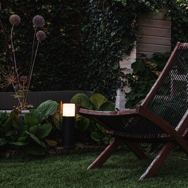 Lampă de exterior cu picior negru cu abajur opalescent alb 30 cm IP44 - Odense