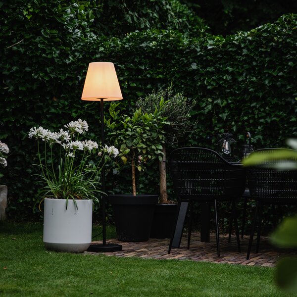 Lampă de podea pentru exterior neagră cu abajur alb 35 cm IP65 - Virginia
