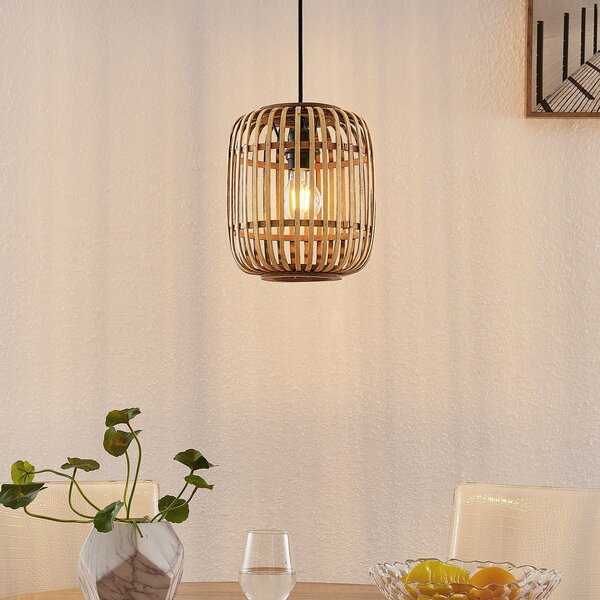 Lindby Canyana lampă suspendată, natural, rattan, Ø 22 cm, reglabil, Lemn, Camera de zi / sufragerie, Lemn, Casă de țară / Rustic