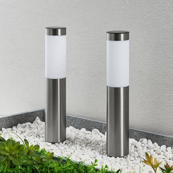 Lindby Sirita LED lampă solară cu vârf de sol, set 2, Gri, Metal, Modern