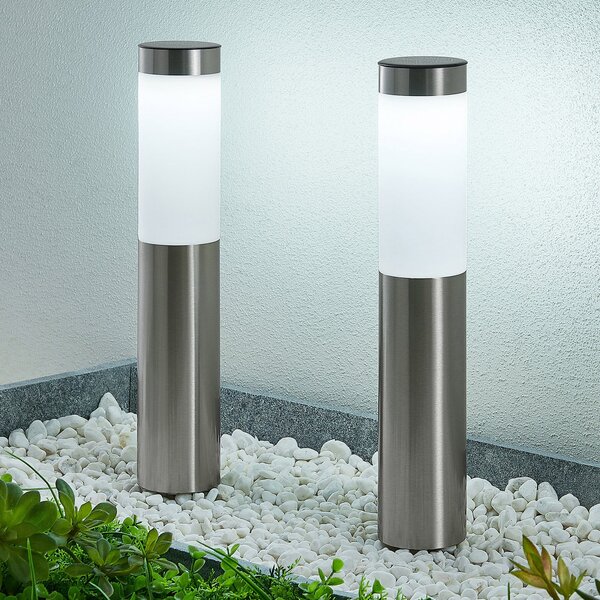 Lindby Sirita LED lampă solară cu vârf de sol, set 2, Gri, Metal, Modern
