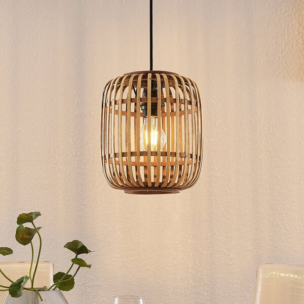 Lindby Canyana lampă suspendată, natural, rattan, Ø 22 cm, reglabil, Lemn, Camera de zi / sufragerie, Lemn, Casă de țară / Rustic