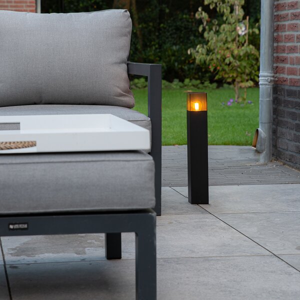 Lampa de exterior in picioare neagra 50 cm IP44 cu efect de sticla fumurie - Danemarca