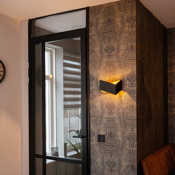 Lampa de perete de design neagra cu auriu - Fold