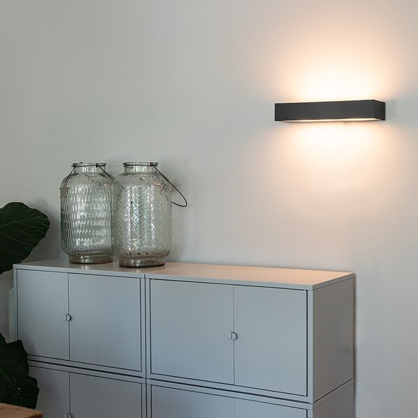 Lampa de perete de design dreptunghiulara neagra 35 cm - Houx