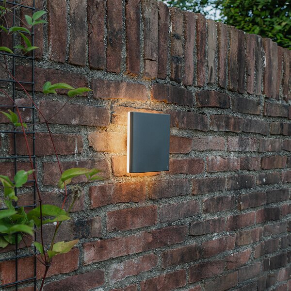 Aplică de perete de design din aluminiu gri 15 cm cu LED integrat 9W - Skyf