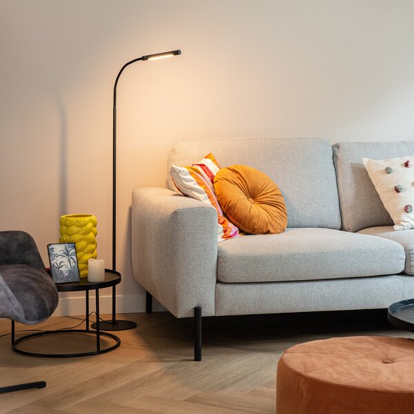 Lampa de podea de design neagra cu LED inclus cu dimmer tactil - Palka