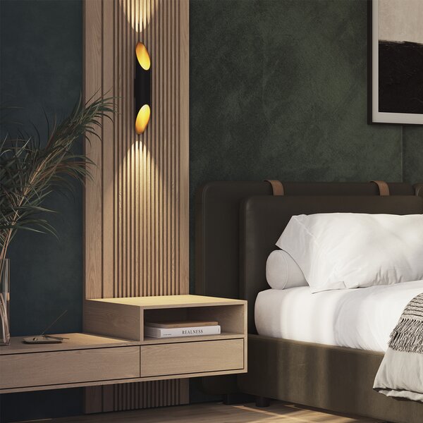 Aplica moderna neagra cu interior auriu 5.6 cm - Organo