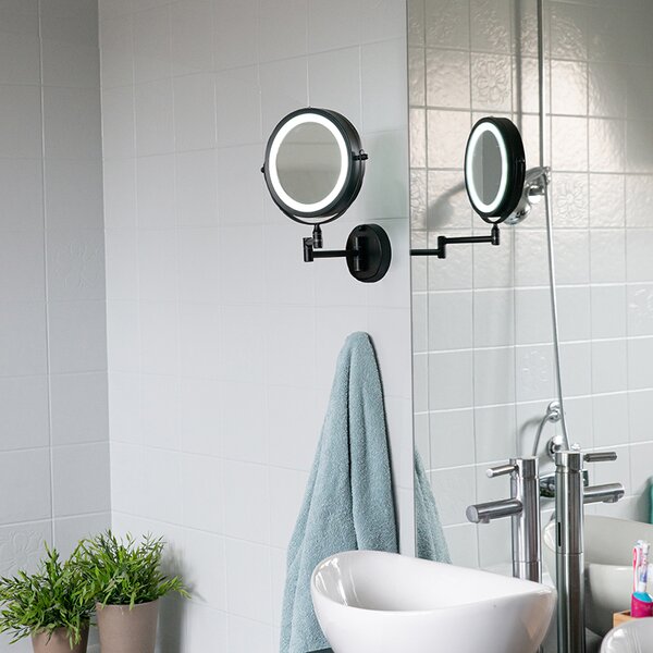 Oglinză de baie de design neagră, inclusiv LED reglabil IP44 - Vicino