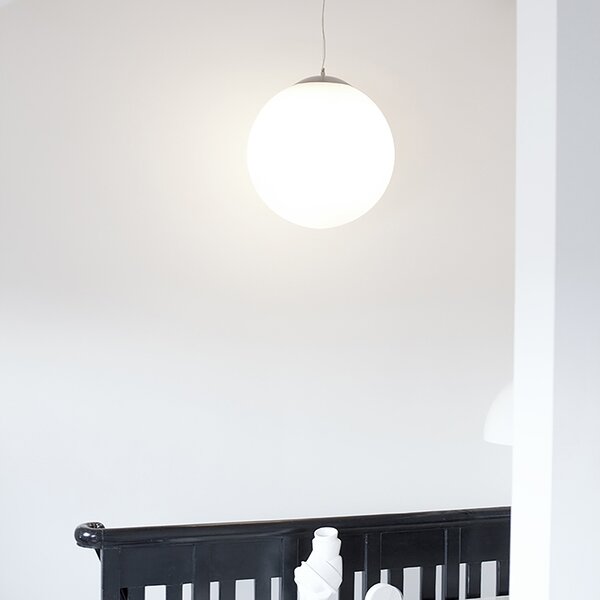 Lampă suspendată inteligentă scandinavă argintie cu sticlă opal 50cm incl. WiFi A60 - Ball 50