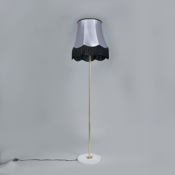 Lampă de podea din alamă cu abajur Granny negru-gri 45 cm - Kaso