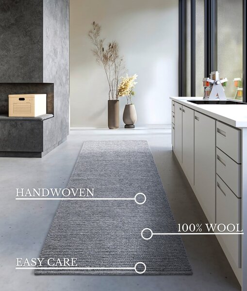 Covor tip traversă gri țesut manual din lână 80x200 cm Francois – Villeroy&Boch