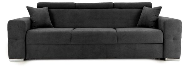 Canapea Extensibilă 3 locuri BELLAGIO, cu tetiere reglabile, 242x95x99 cm, Gri-Inchis-Enjoy