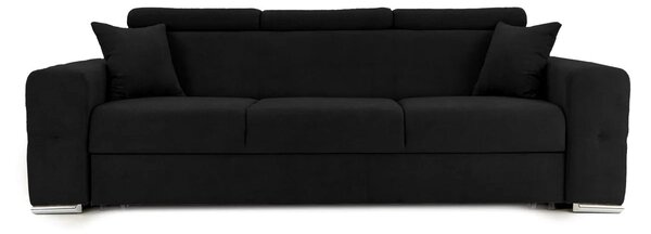 Canapea Extensibilă 3 locuri BELLAGIO, cu tetiere reglabile, 242x95x99 cm, Negru-Enjoy