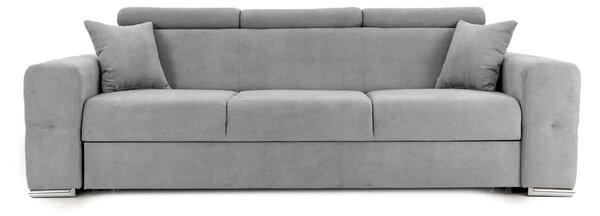 Canapea Extensibilă 3 locuri BELLAGIO, cu tetiere reglabile, 242x95x99 cm, Gri-Deschis-Enjoy