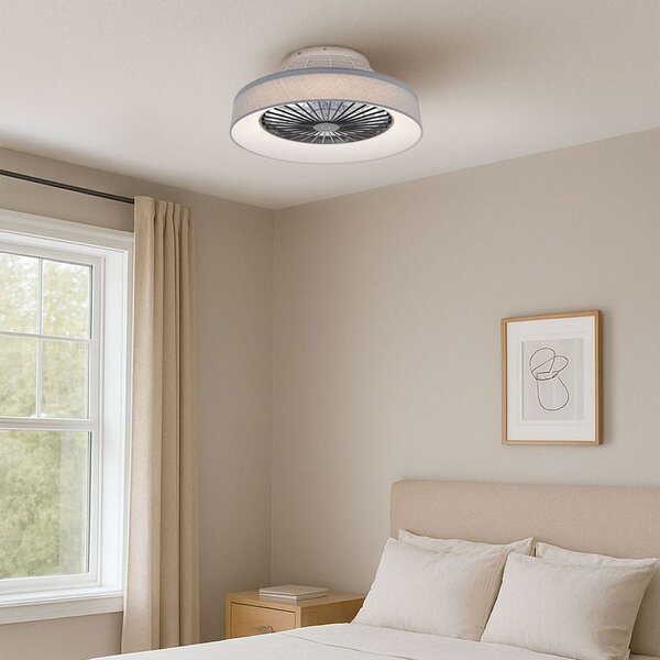Ventilator de tavan gri cu efect de stea 47cm incl. LED Dimmable cu telecomandă - Emily